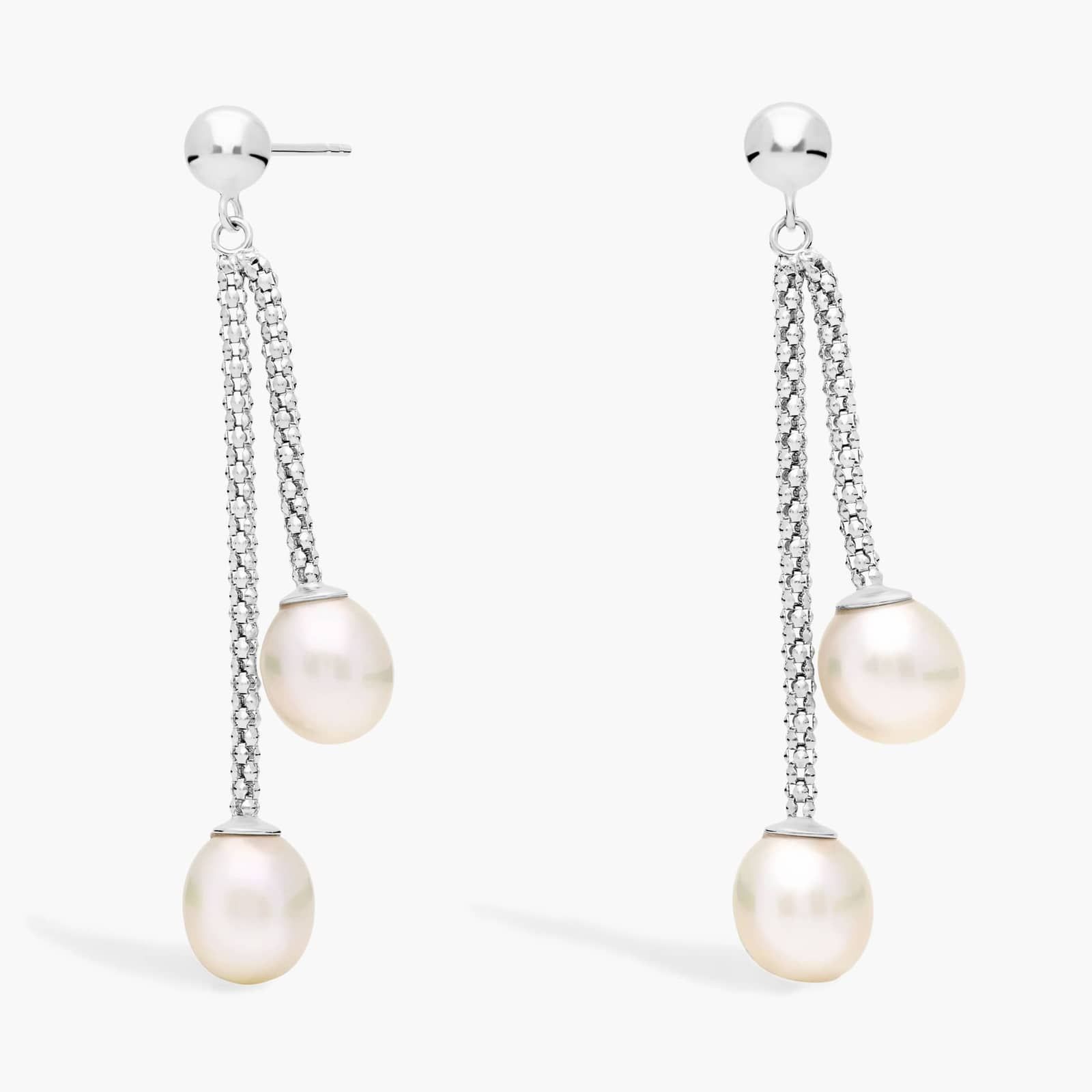 Freshwater Cultured Pearl Double Drop Earrings