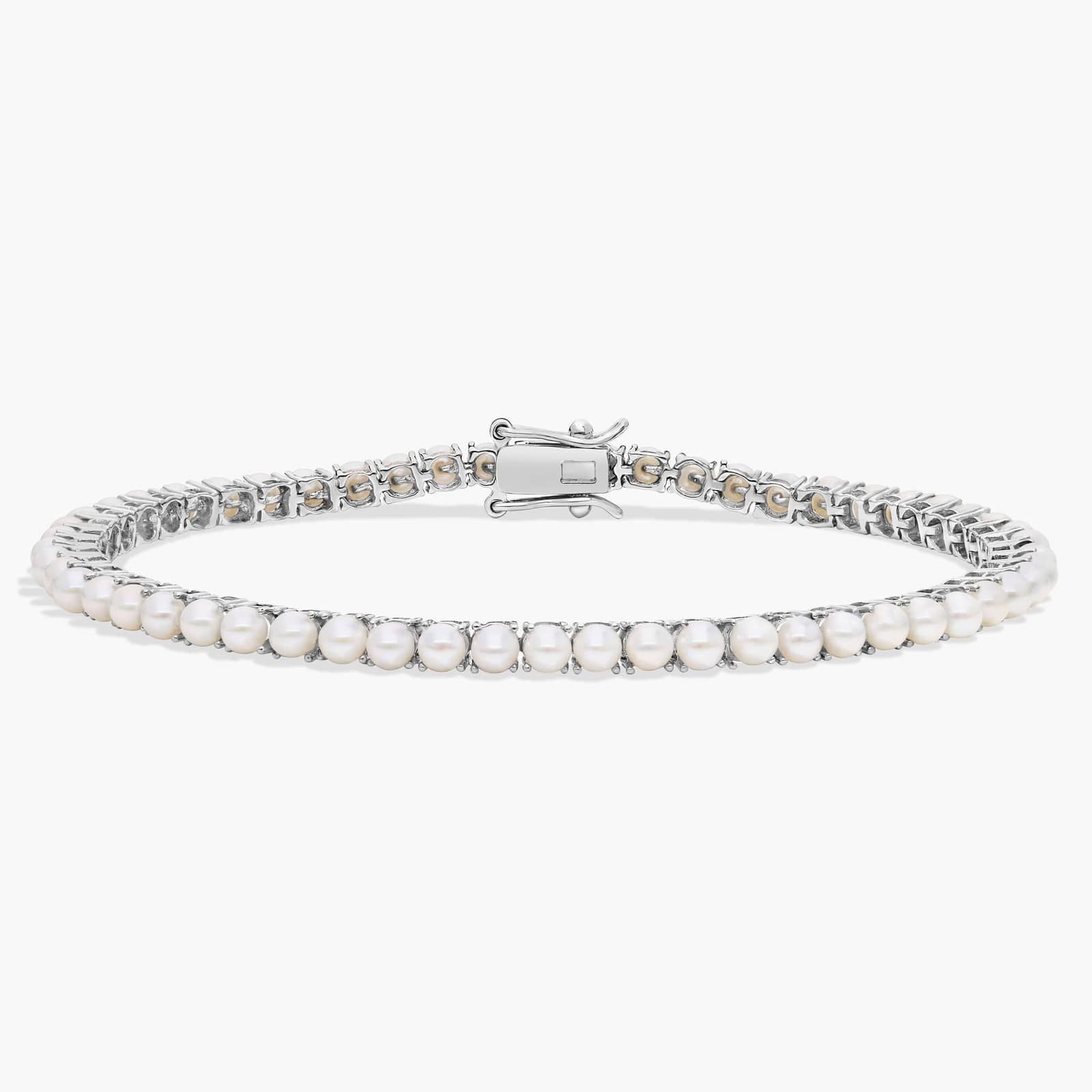 Freshwater Pearl Birthstone Tennis Bracelet in 14K White Gold