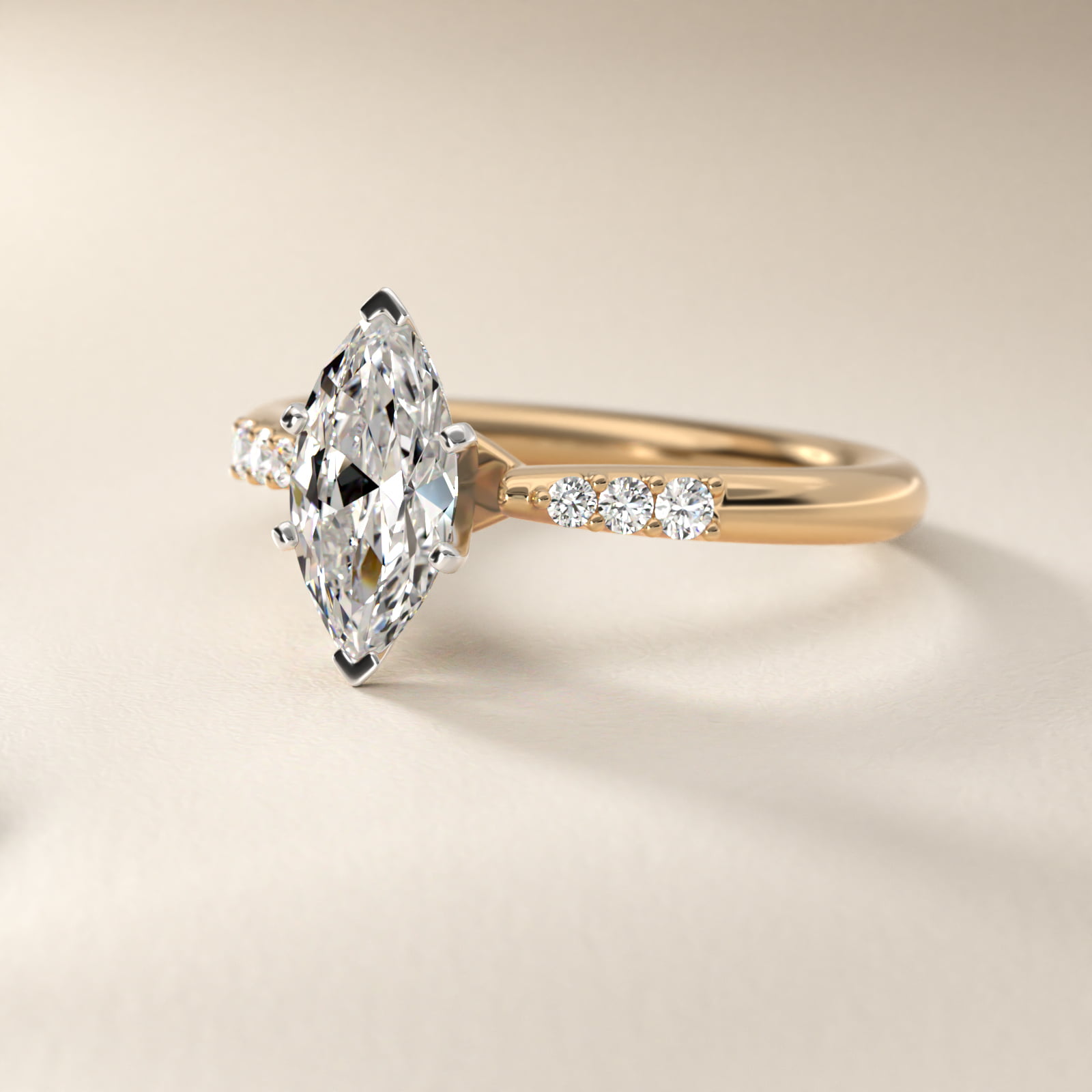 GIA 0.67 Carat H-VVS2 Very Good Cut Marquise Diamond Six-Prong Petite Diamond Engagement Ring in 18k Yellow Gold