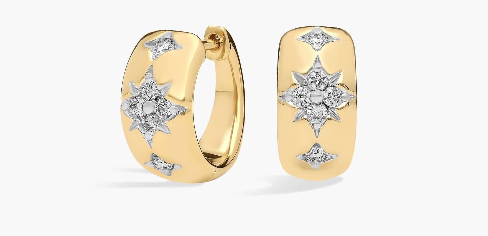 Gold and diamond huggie earrings