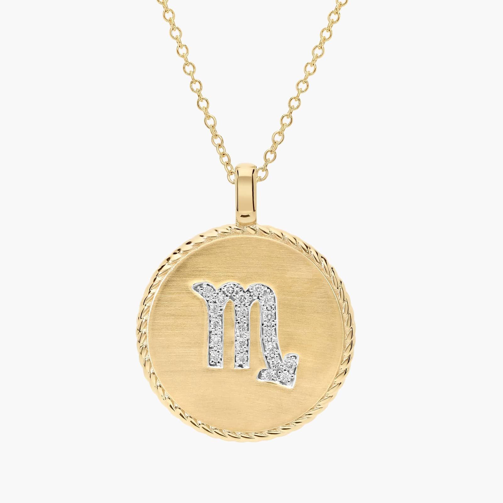 Pavé Diamond Scorpio Zodiac Pendant in 14K Yellow Gold