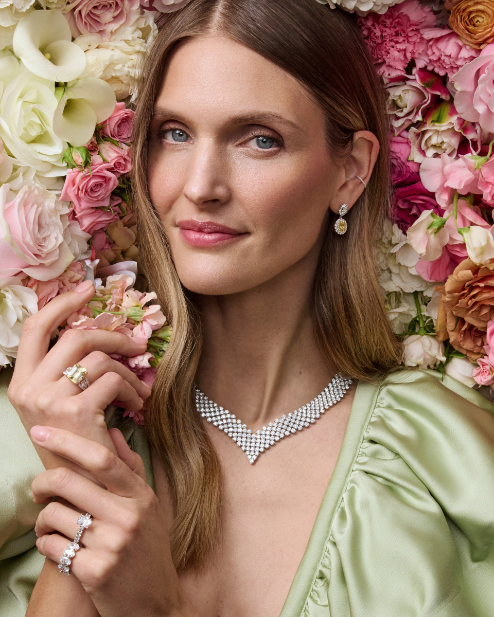 a model wearing Blue Nile spring sale jewelry