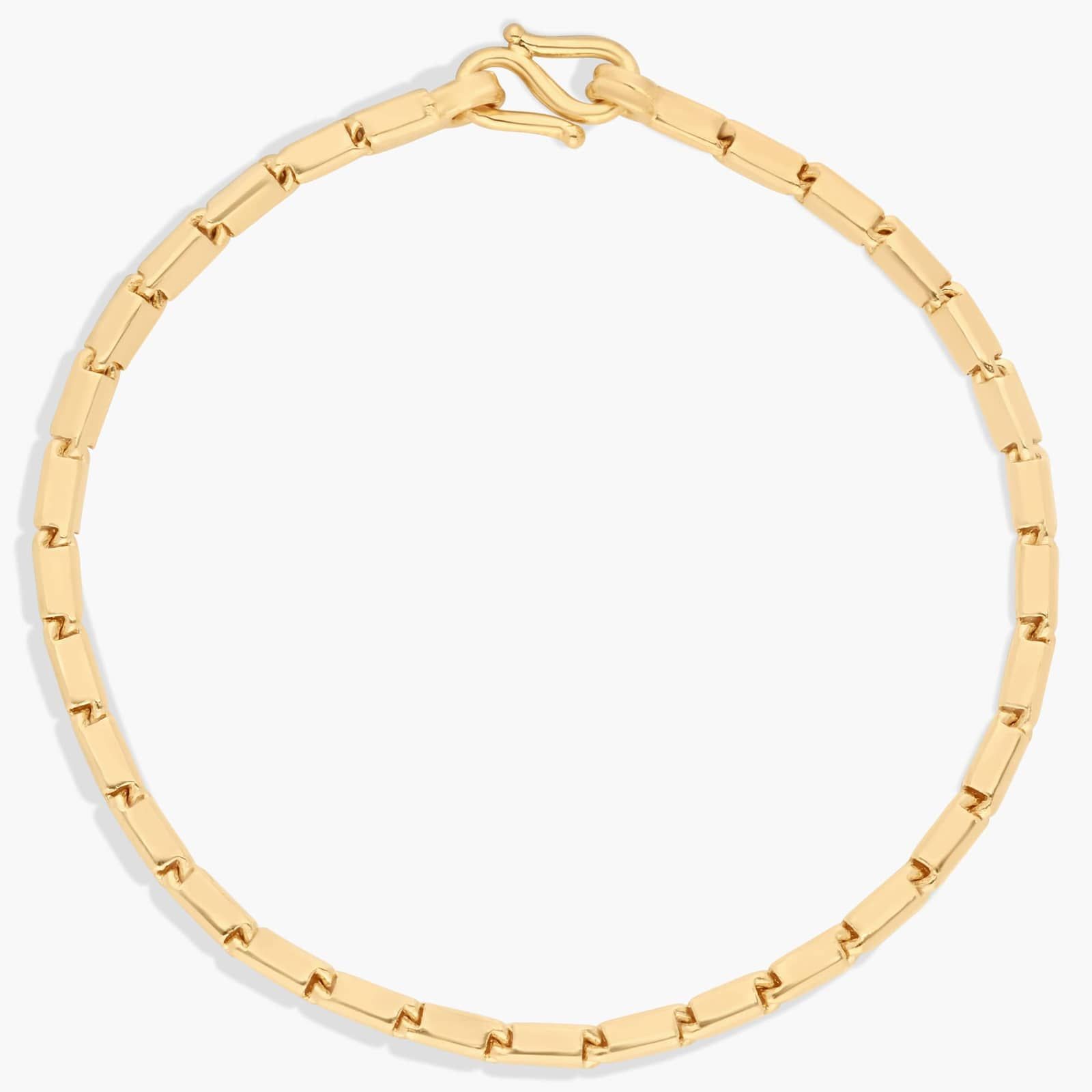 Handmade Square Chain Bracelet in Solid 24k Yellow Gold