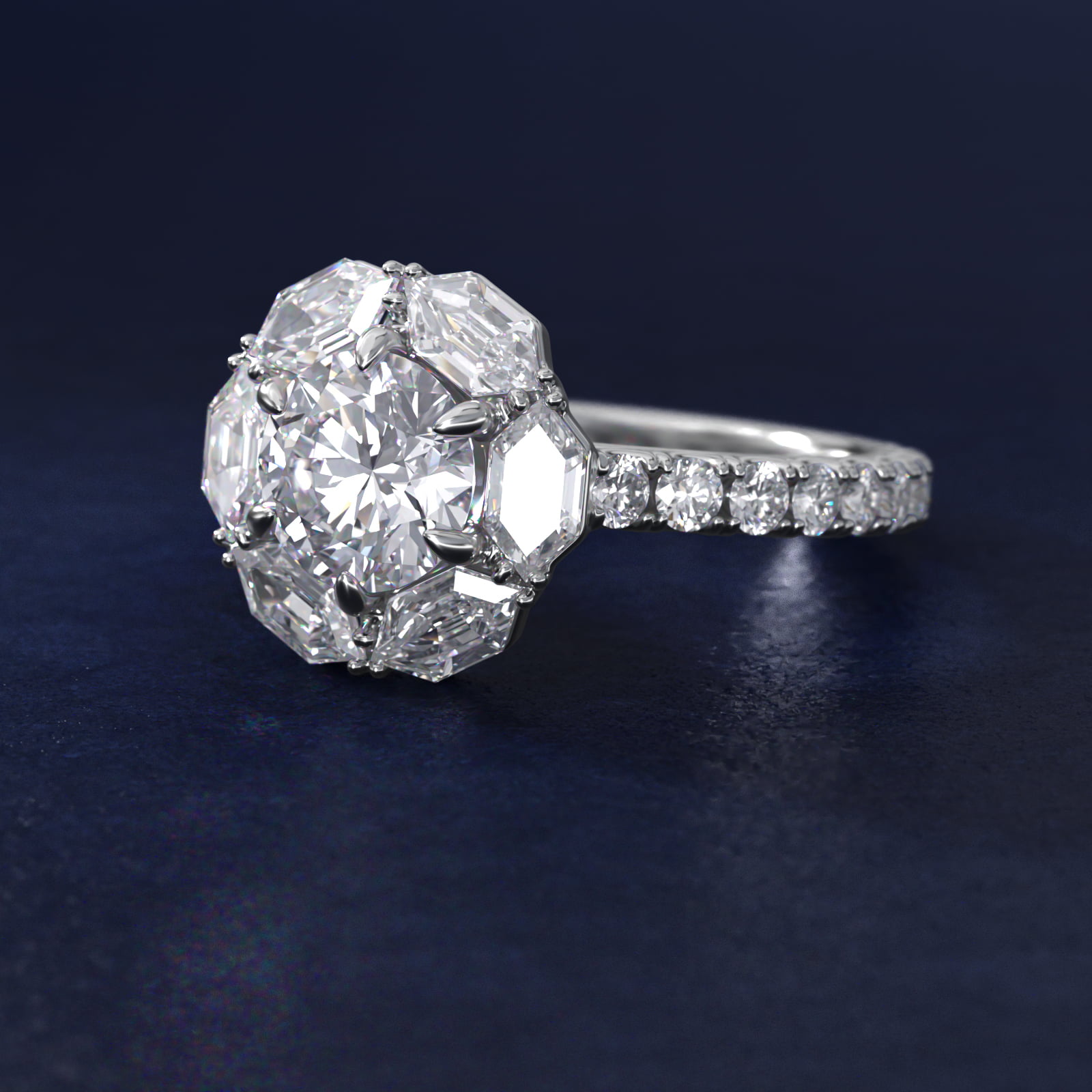 Hila Diamond Halo Engagement Ring in 14k White Gold By Bella Vaughan