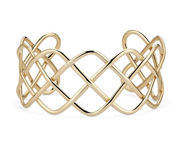 Wide Braided Cuff In 14k Italian Yellow Gold