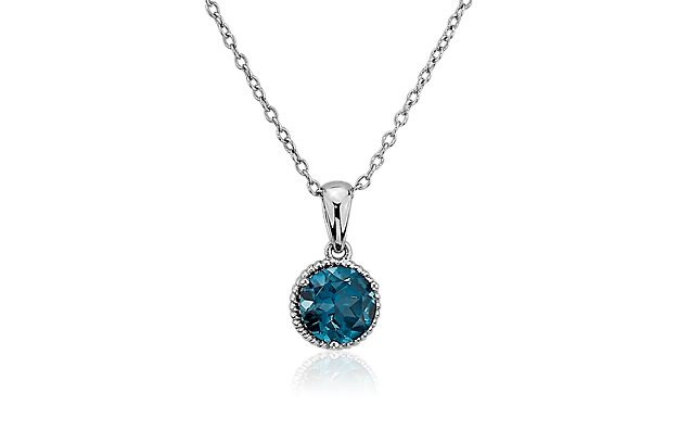 London Blue Topaz Rope Pendant In Sterling Silver