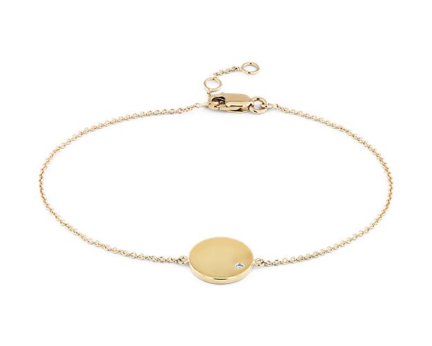 Mini Diamond Accented Disc Bracelet In 14k Yellow Gold
