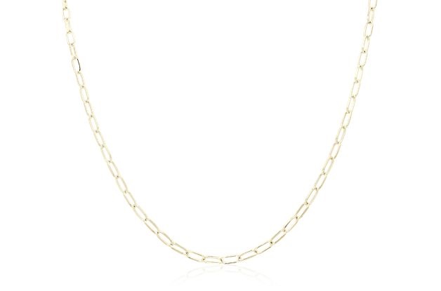 18" Small Paperclip Chain In Solid 14k Yellow Gold 