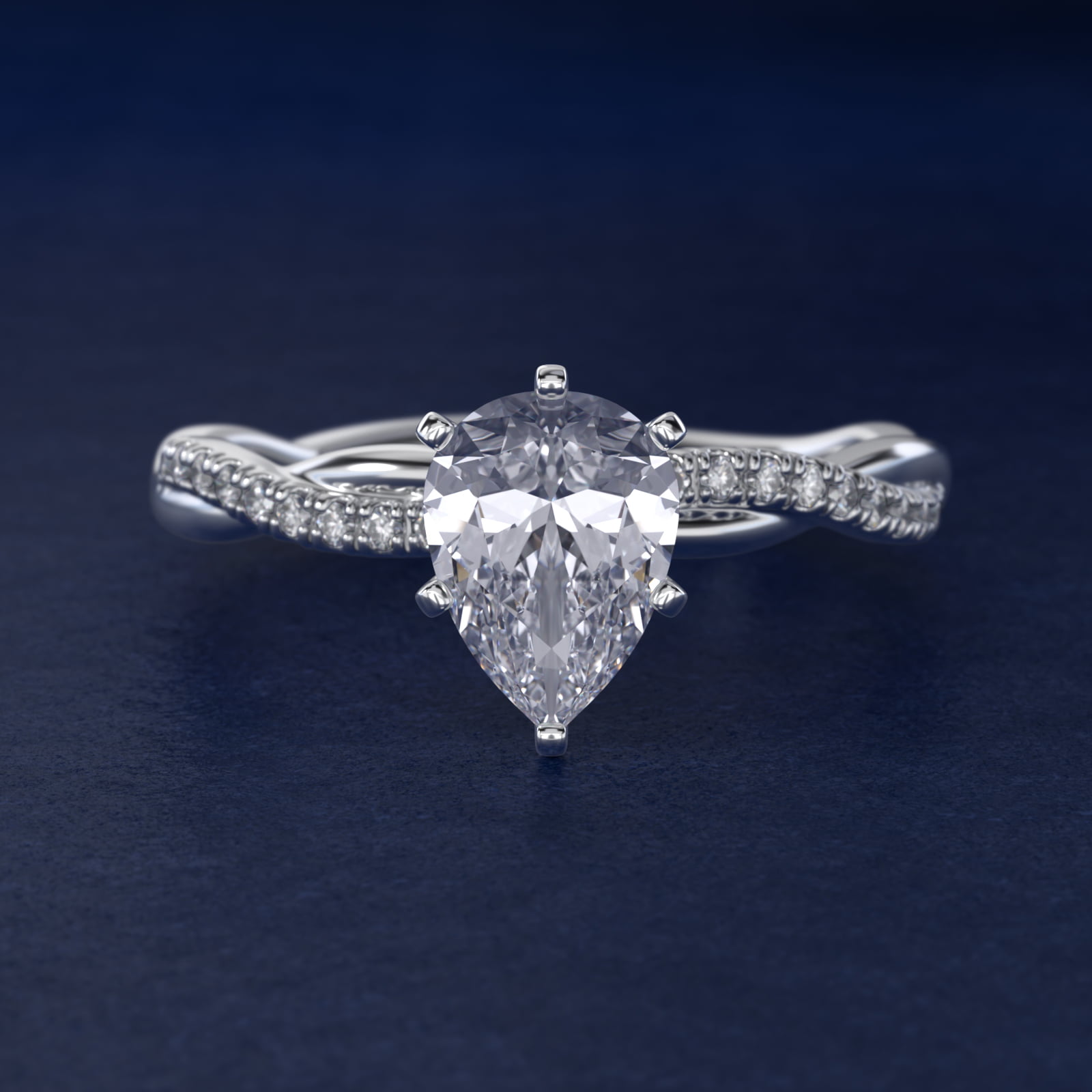 IGI 1.04 Carat H-VVS2 Fair Cut Pear Lab-Grown Diamond Petite Twist Lab-Grown Diamond Engagement Ring in 18k