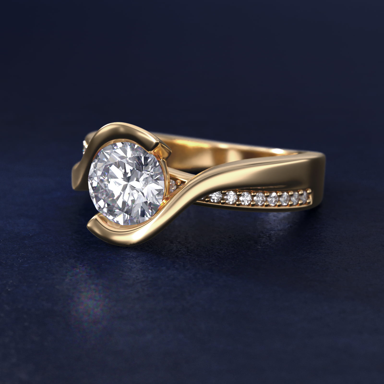Intertwined Bypass Tension Engagement Ring In 14K Yellow Gold By James Allen