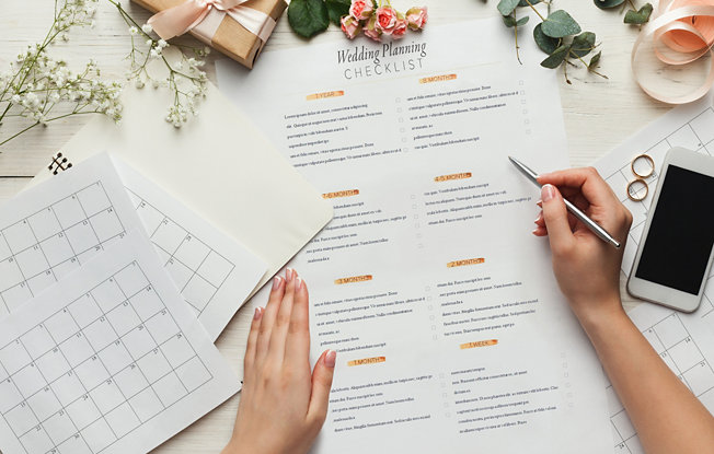 White wooden desk with items