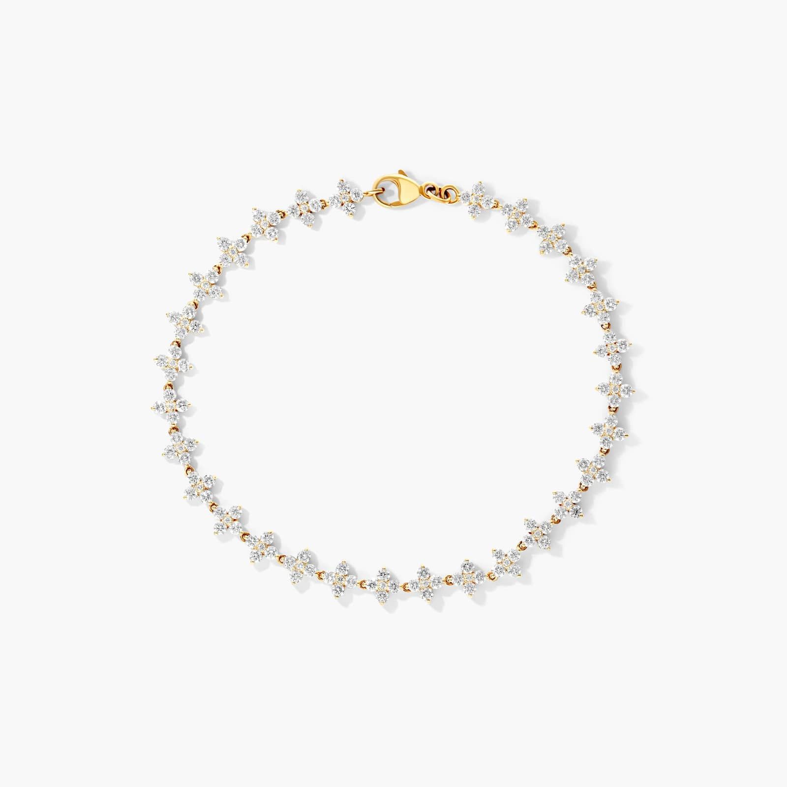 Lab-Grown Diamond Blossom Tennis Bracelet in 14k Yellow Gold