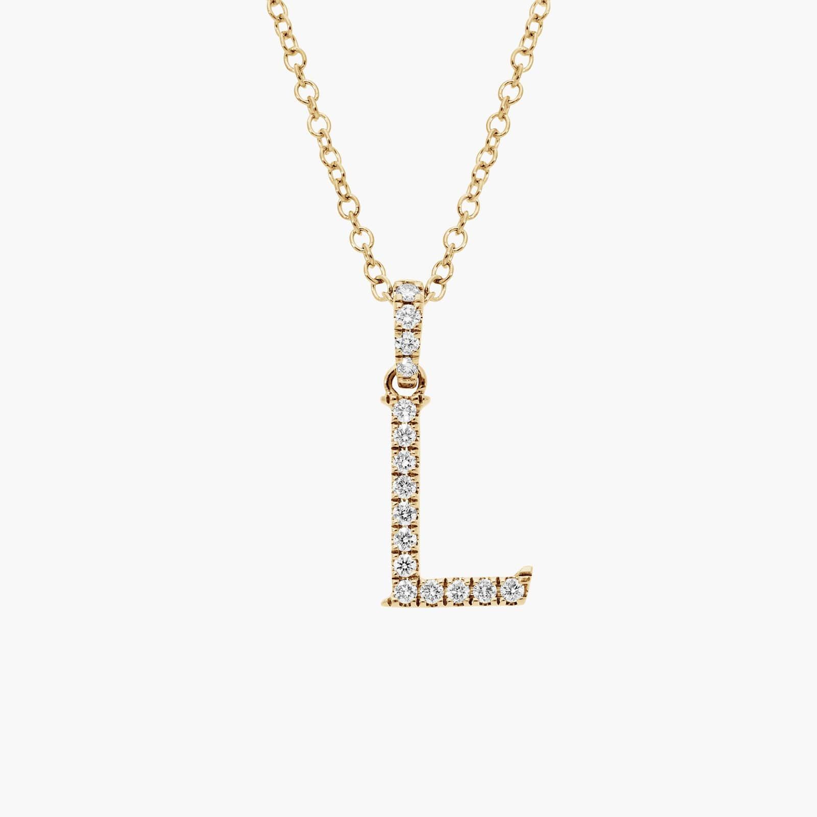 Shop Lab-Grown Diamond Initial L Pendant Necklace in 14k Yellow Gold