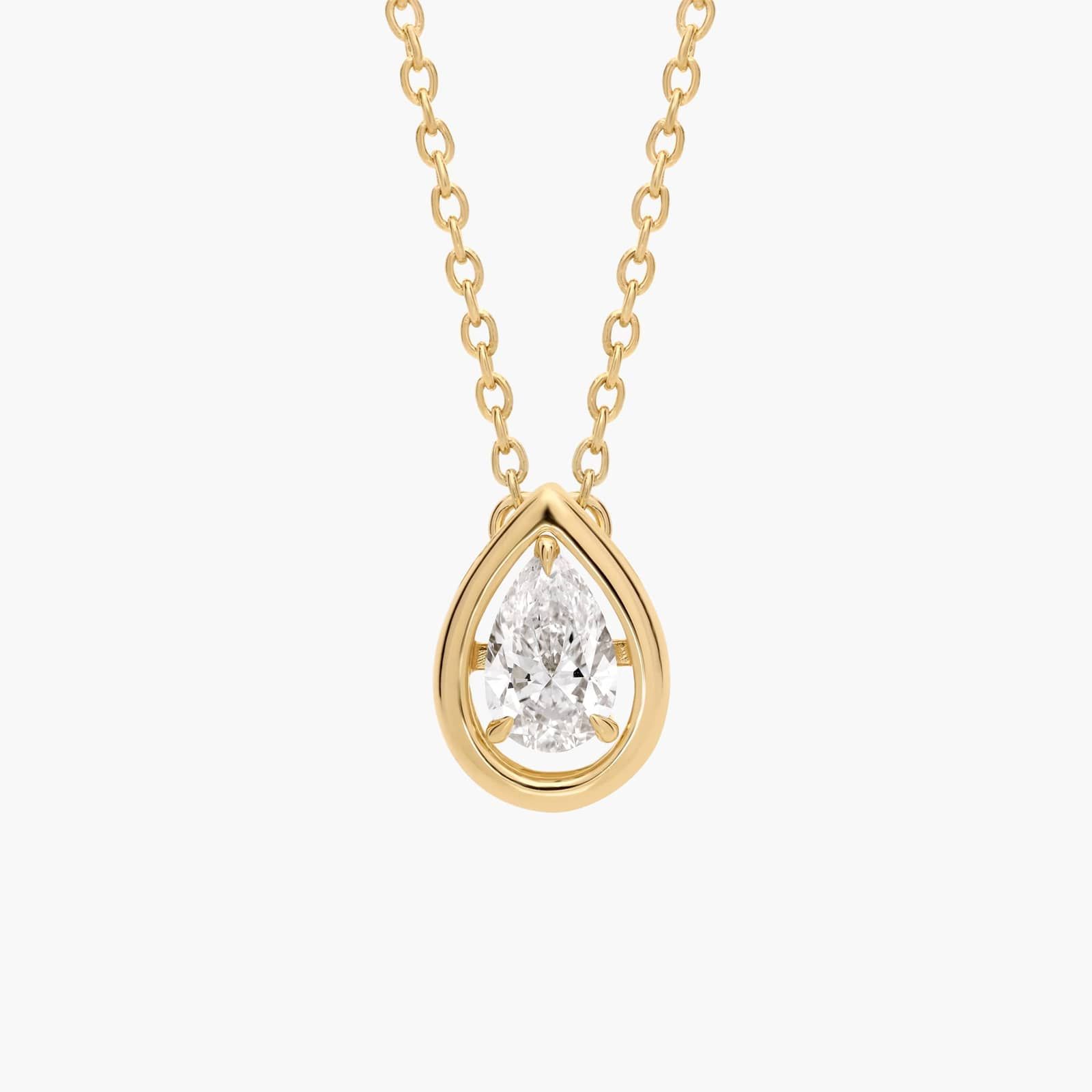 Lab Grown Diamond Pear Cut Floating Solitaire Pendant in 14K Yellow Gold (1/2 Ct. Tw.)