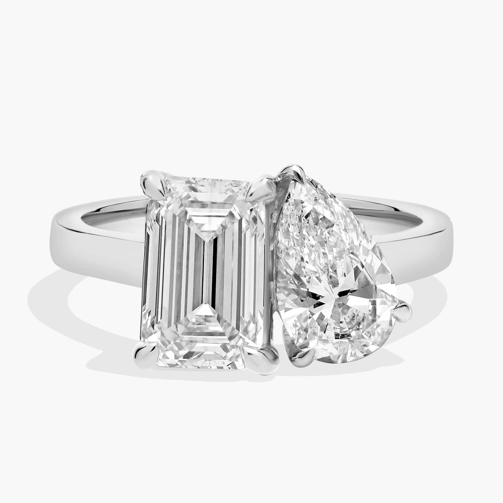 Lab Grown Diamond Two Stone Toi Et Moi Ring in 14k White Gold