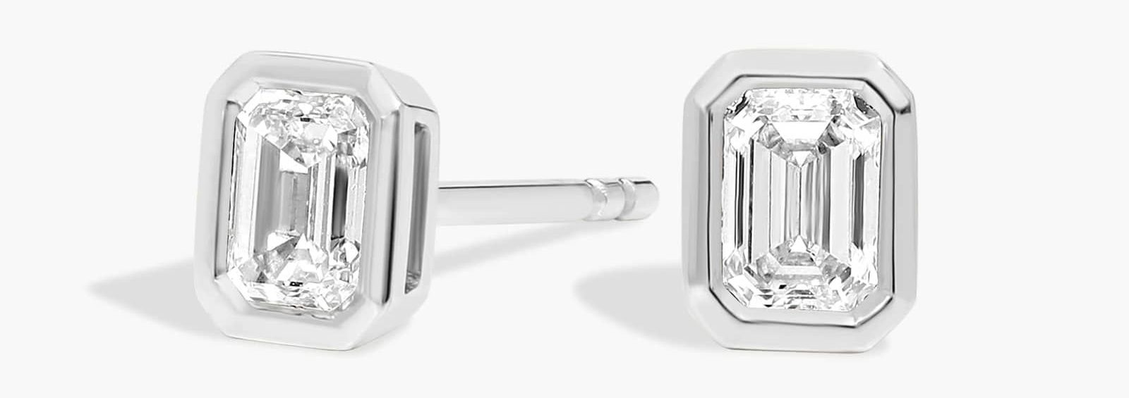 Lab grown emerald diamond earrings