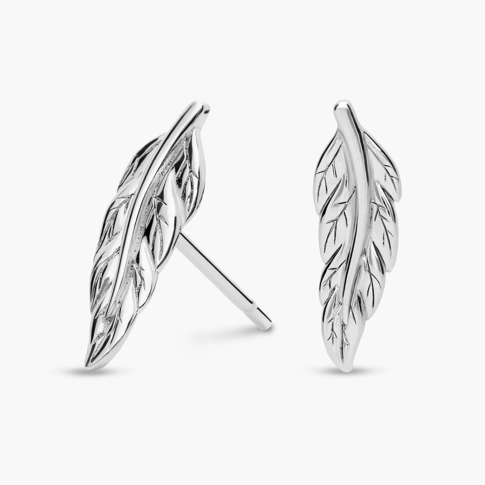 Leaf Stud Earrings in Sterling Silver