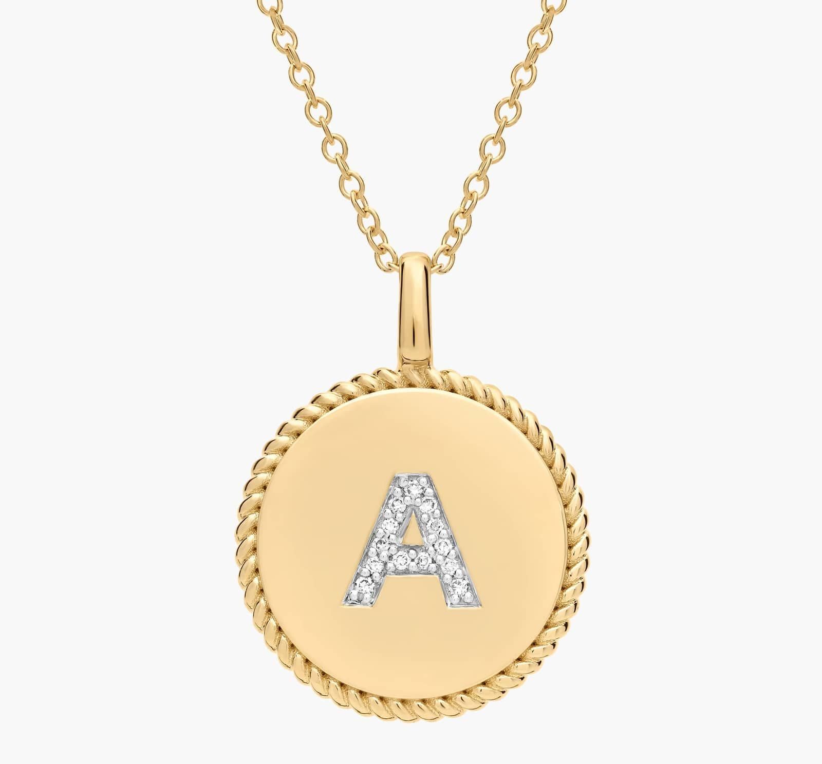 Pavé Diamond Initial Pendant in 14K Yellow Gold