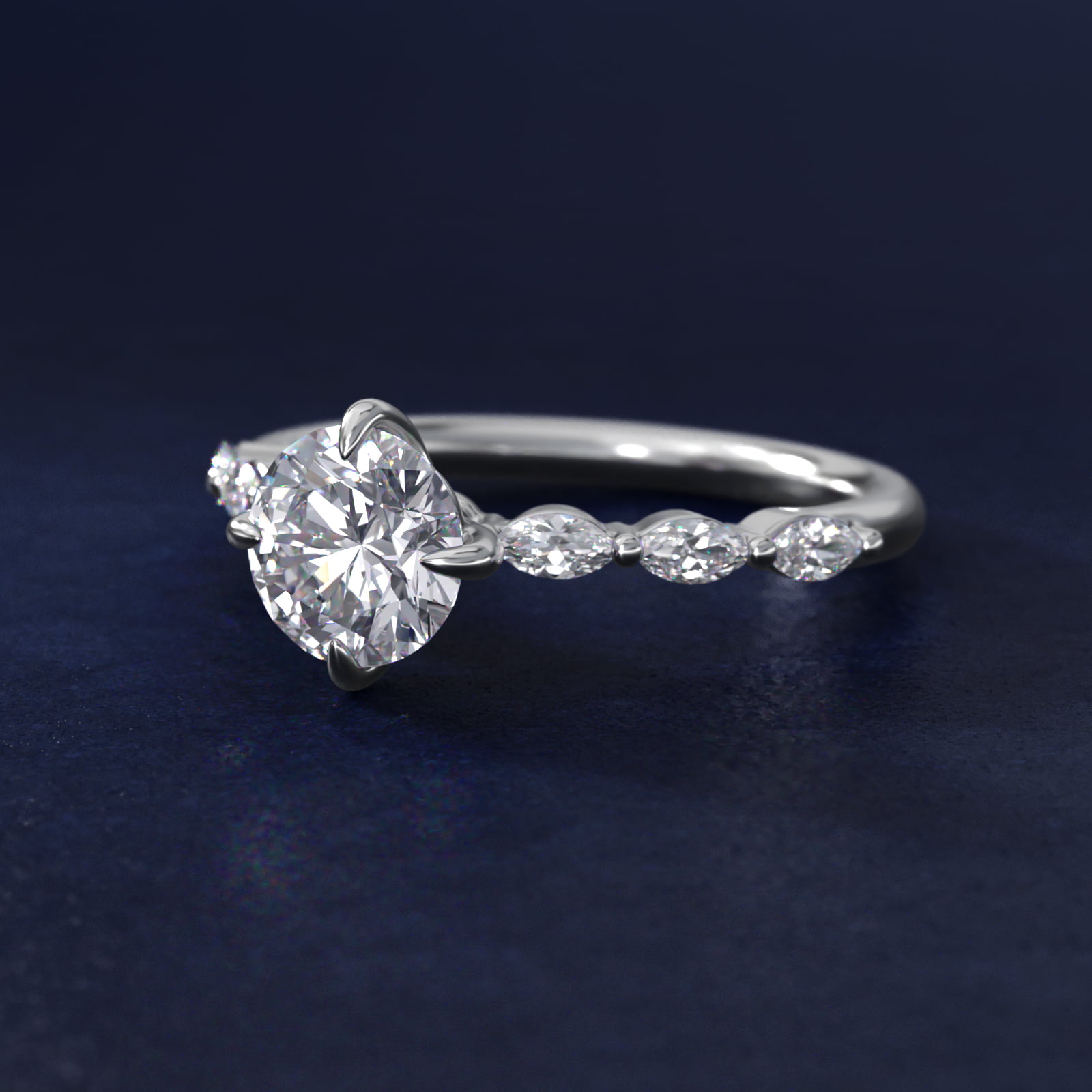 Marquise Cut Side Stone Diamond Shared Prong Engagement Ring In Platinum By James Allen