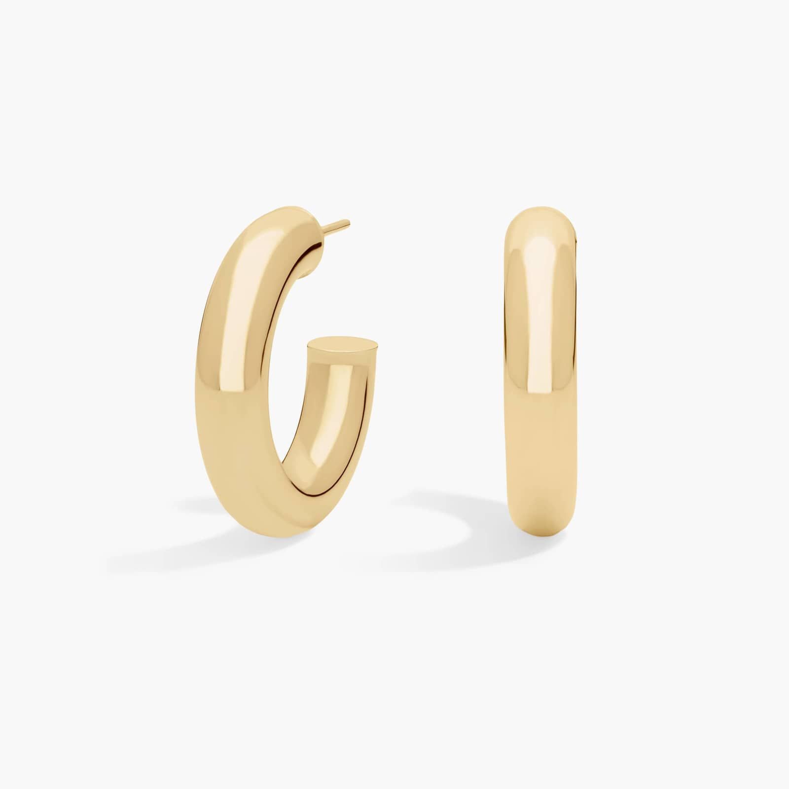 Medium Tube Hoops in 14k Yellow Gold