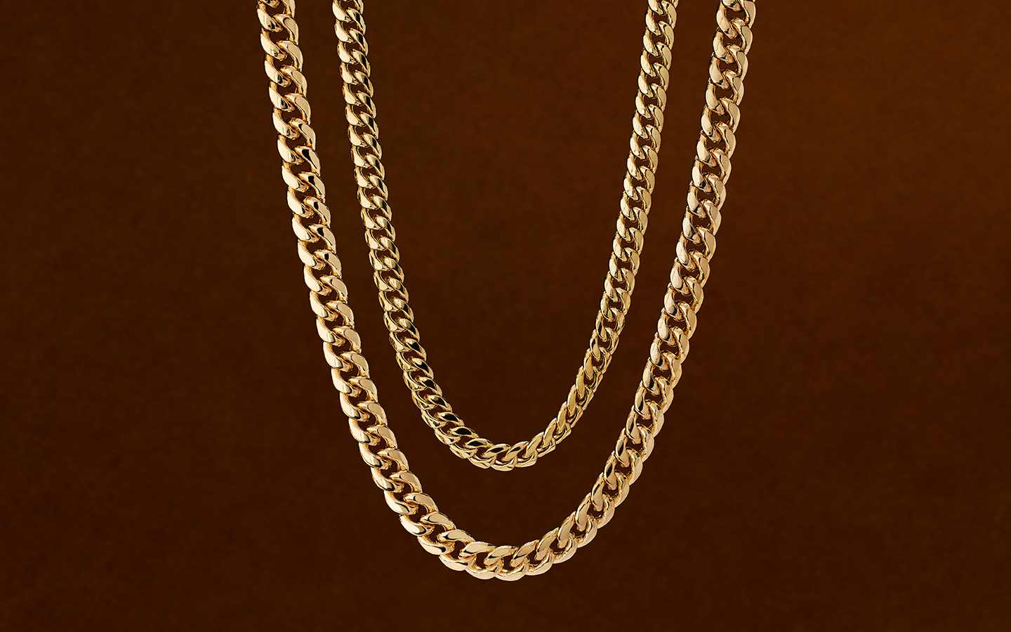 Two gold Cuban chains for Men.