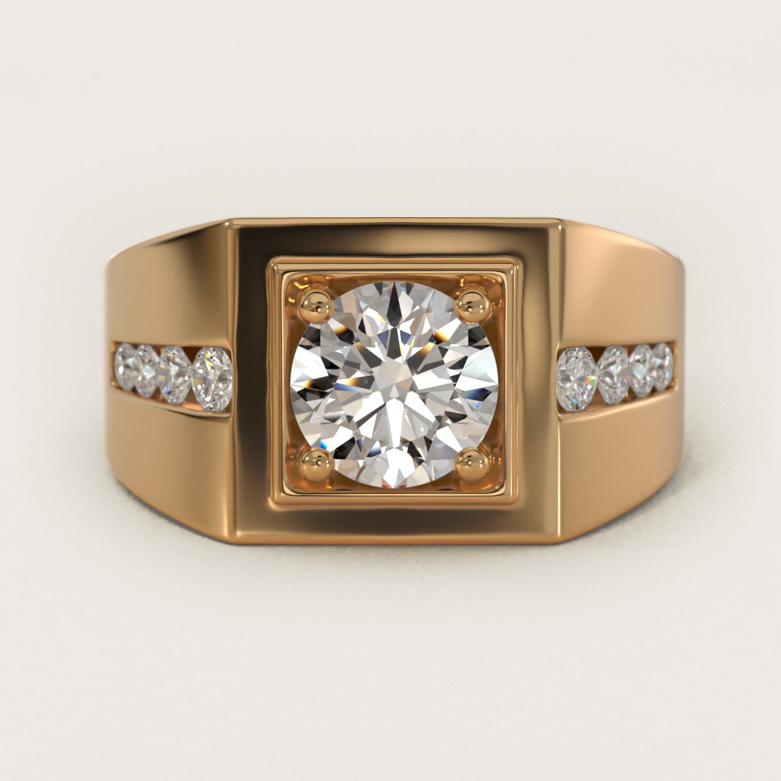 Men's Round Diamond Channel Engagement Ring in 14k Yellow Gold (1/3 ct. tw.)
