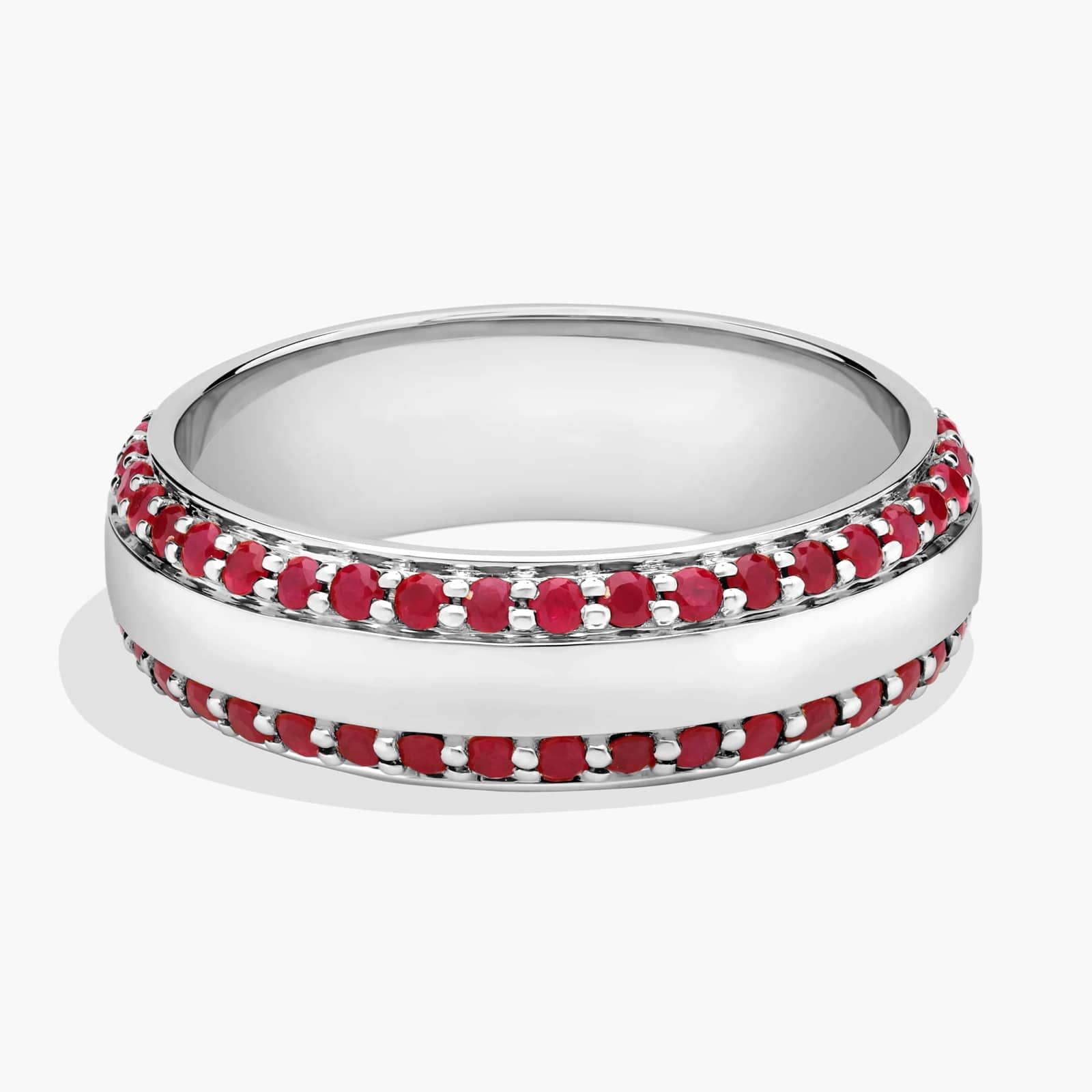 Men's Ruby Edge Pave Band in 18k White Gold