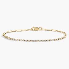 Mini Half Tennis Bracelet With 0.50 CTW Partial Bezel Round Lab-Grown Diamonds In 14K Yellow Gold