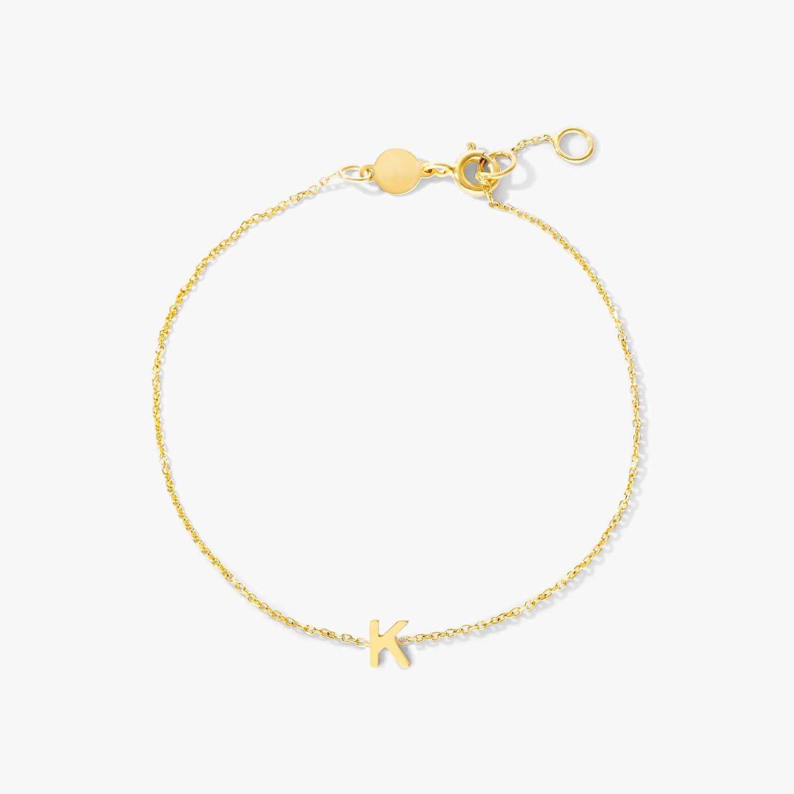 Mini Initial K Bracelet In 14K Yellow Gold