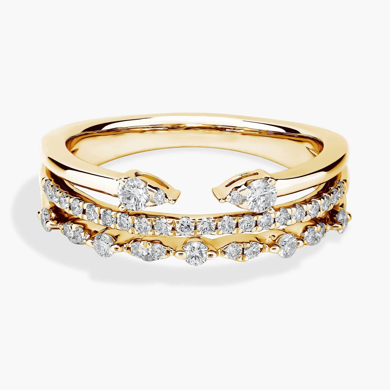 Open Stacked Diamond Ring in 18k Yellow Gold