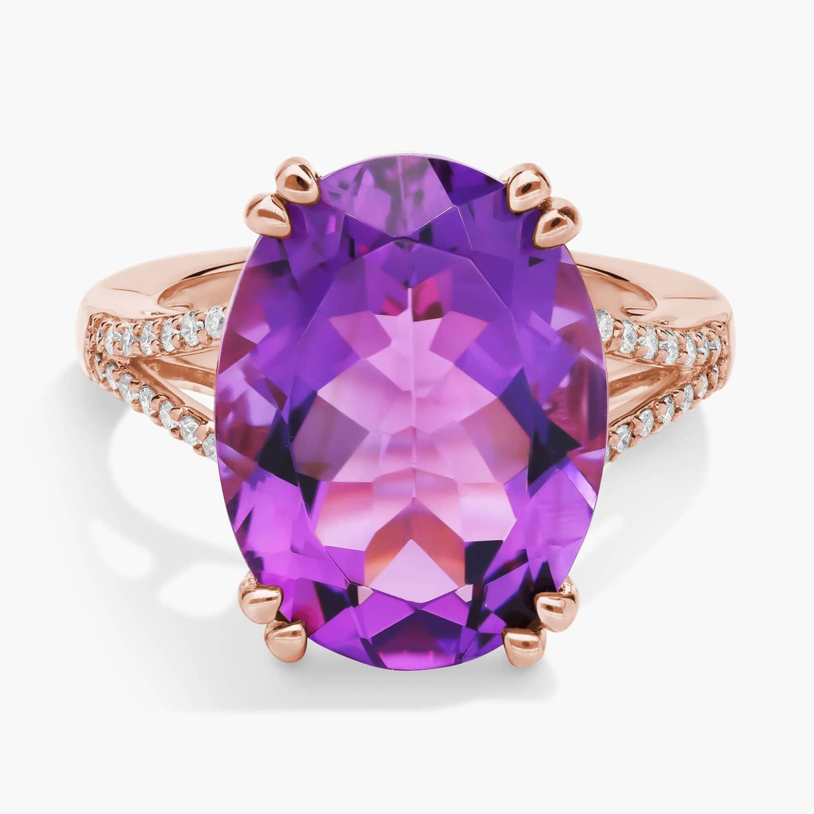 Oval Amethyst Statement Ring in 14k Rose Gold