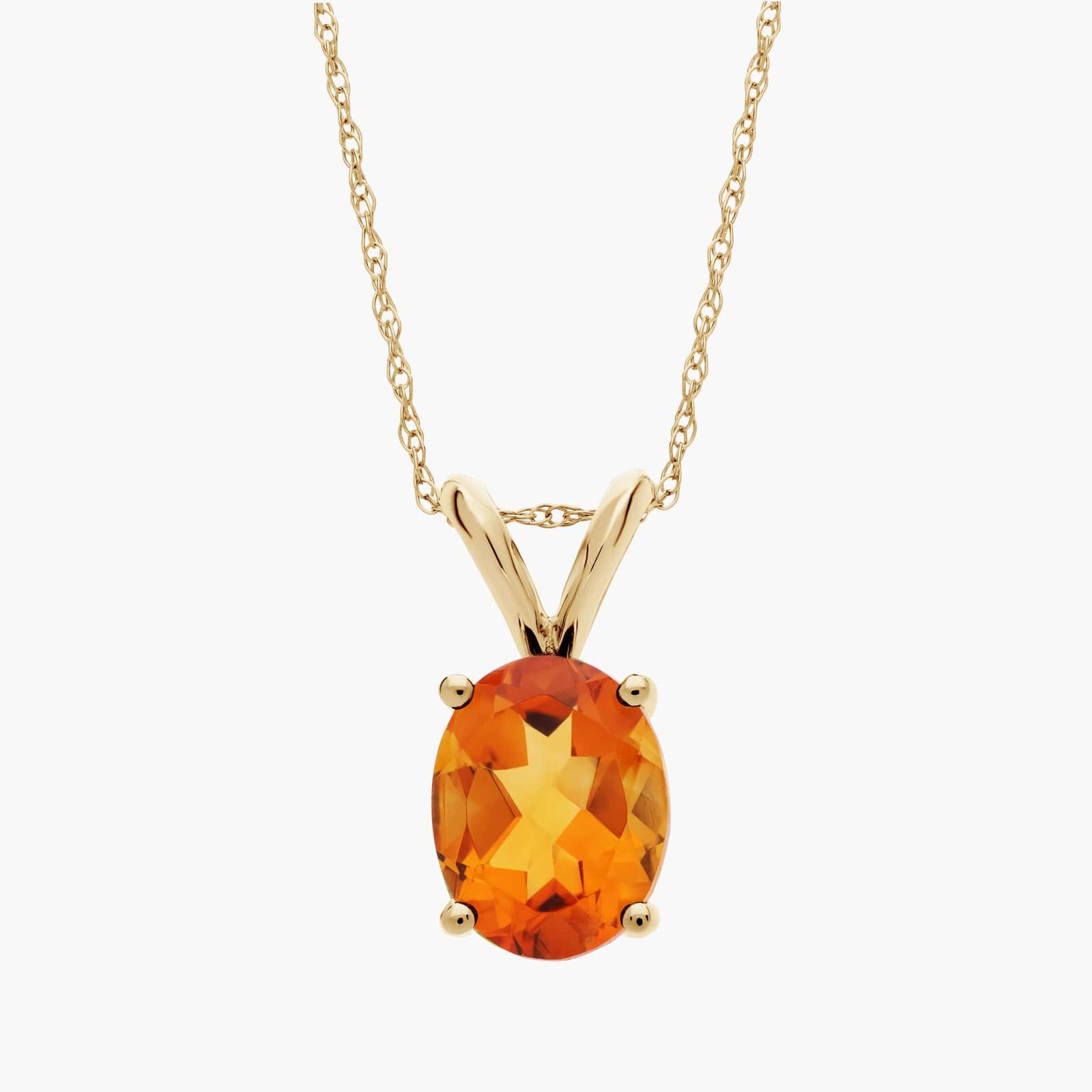 Oval Birthstone Citrine Pendant Necklace in 14K Yellow Gold