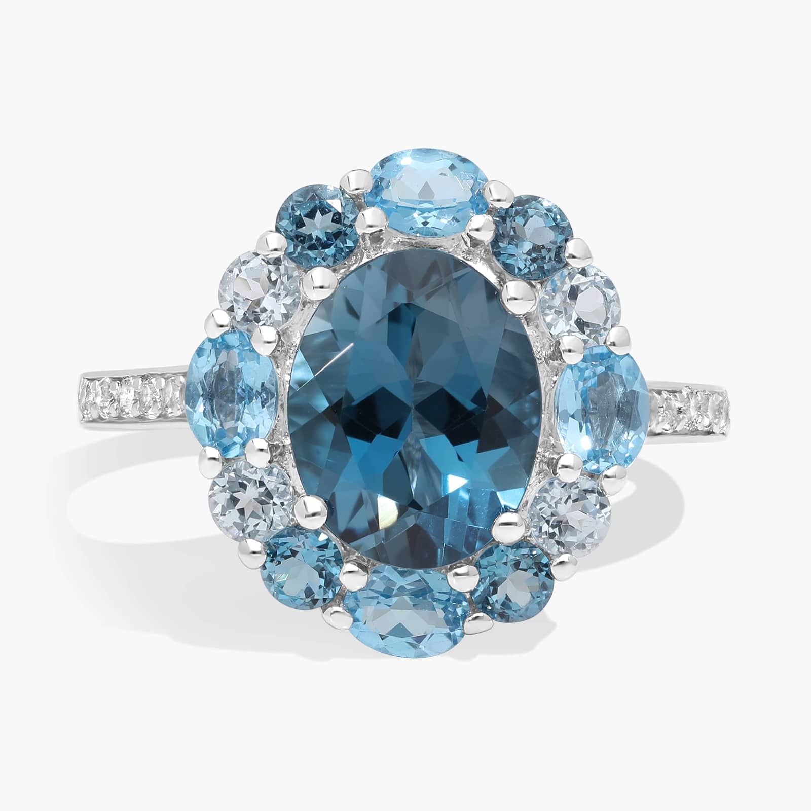 Oval Blue Topaz Ring in Sterling Silver