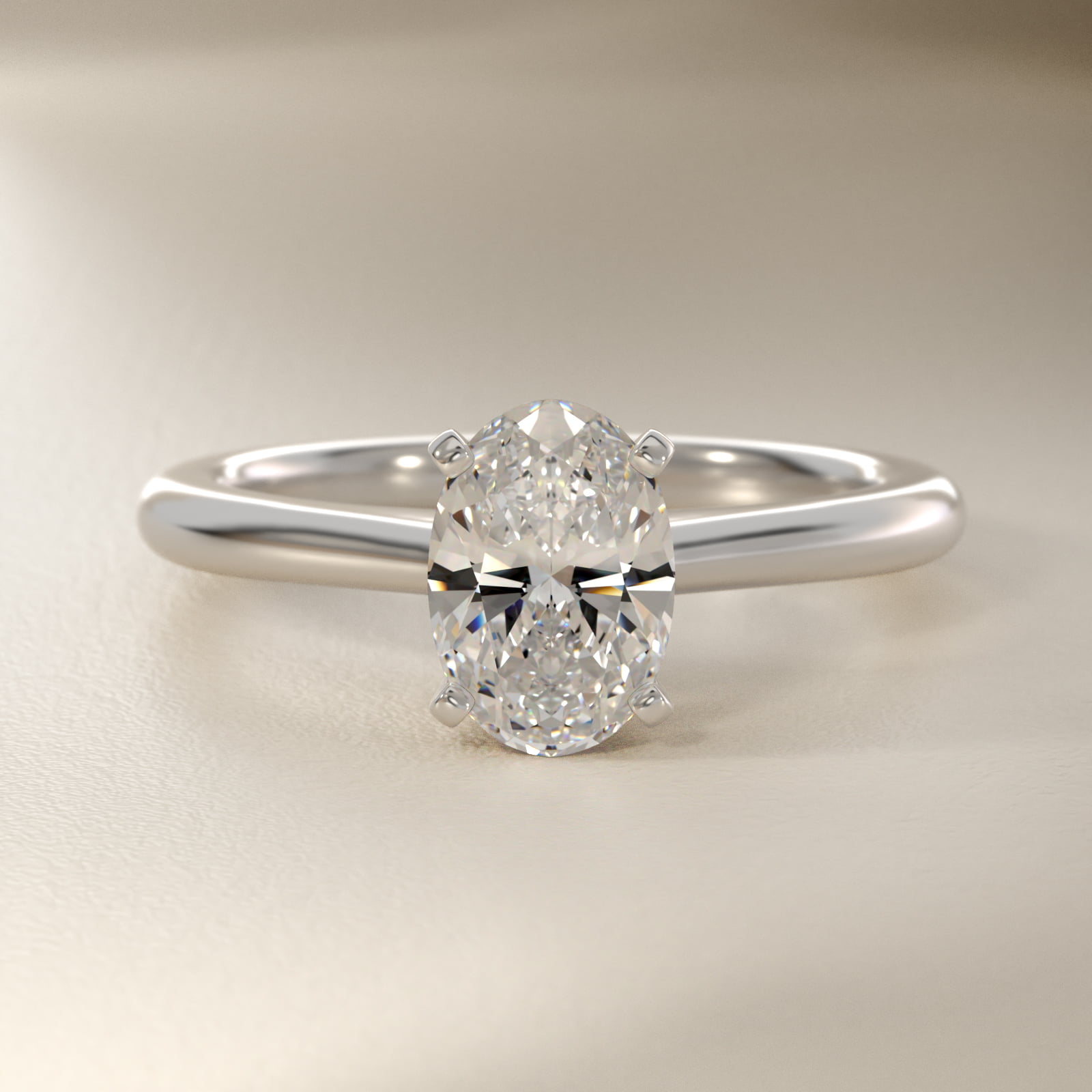 Oval Cut 2 CT Certified Lab-Grown Diamond Petite Solitaire Engagement Ring In 14k White Gold