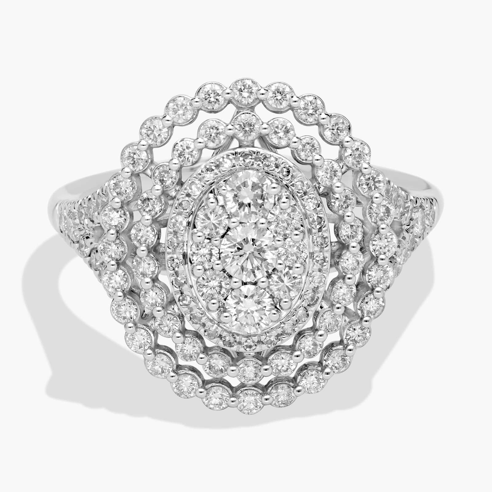 Oval Diamond Cluster Ring in 14k White Gold