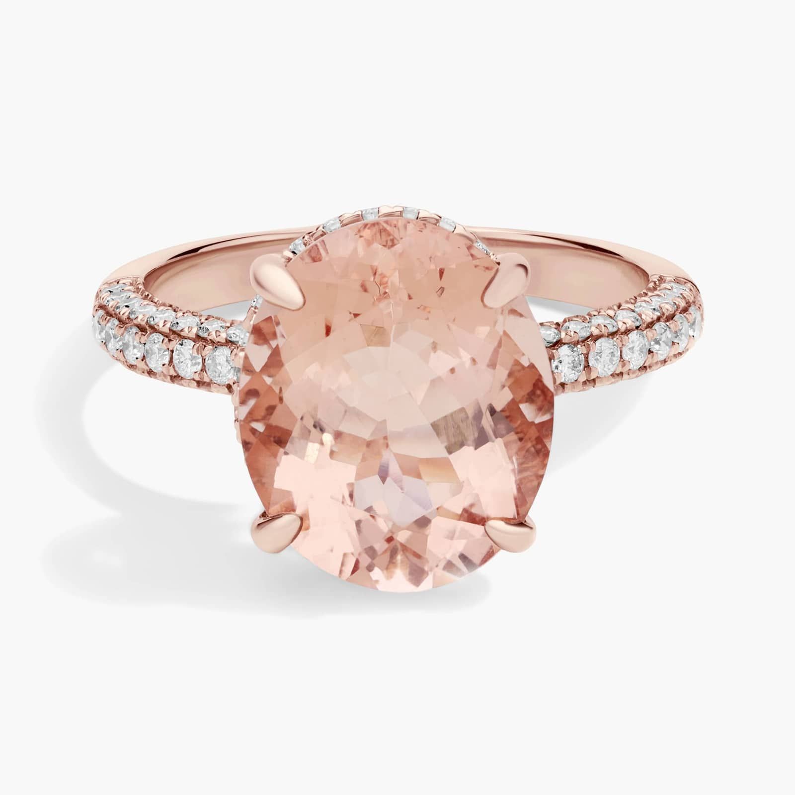 Oval Morganite Statement Ring in 14k Rose Gold