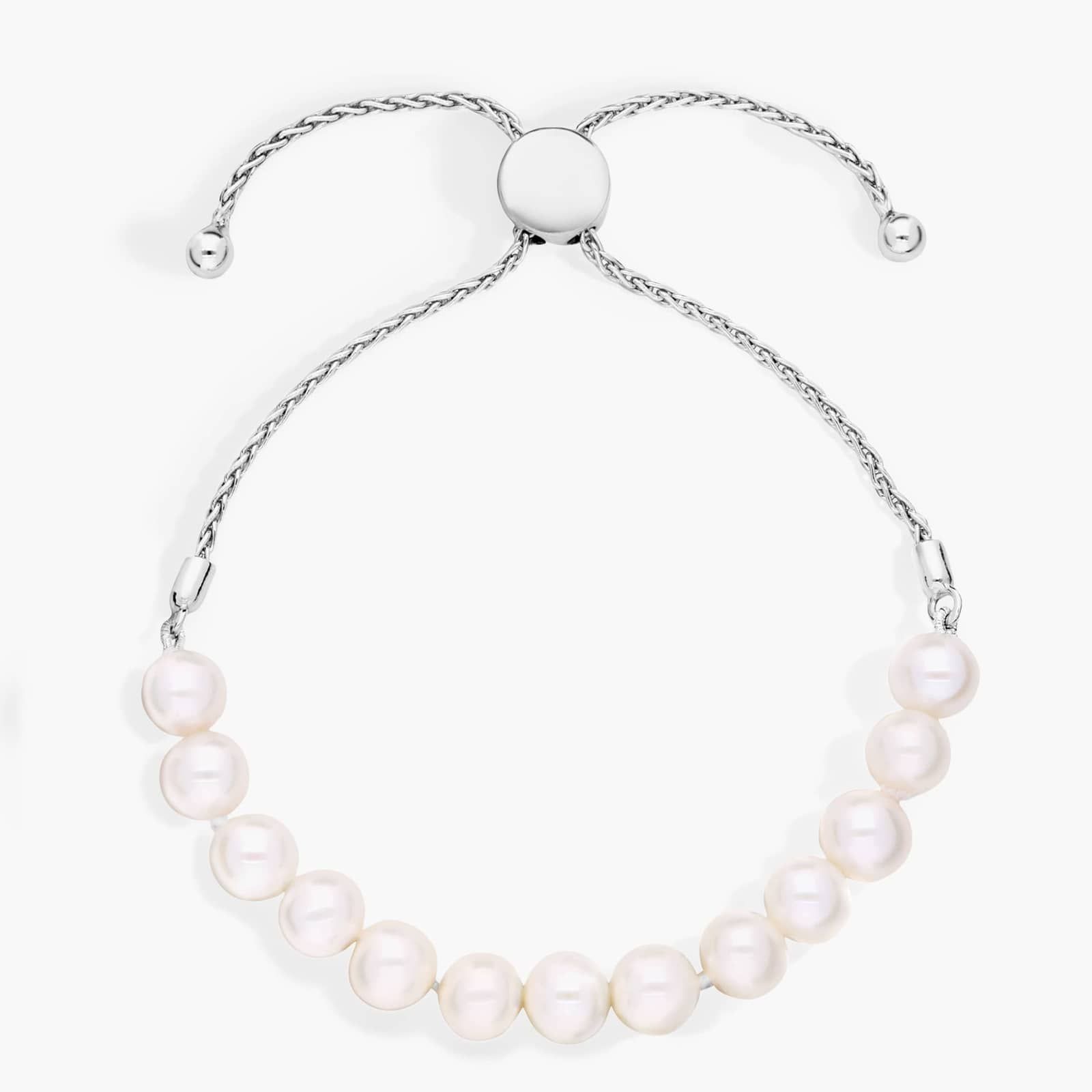 Freshwater Cultured Pearl Bolo Bracelet in Sterling Silver 