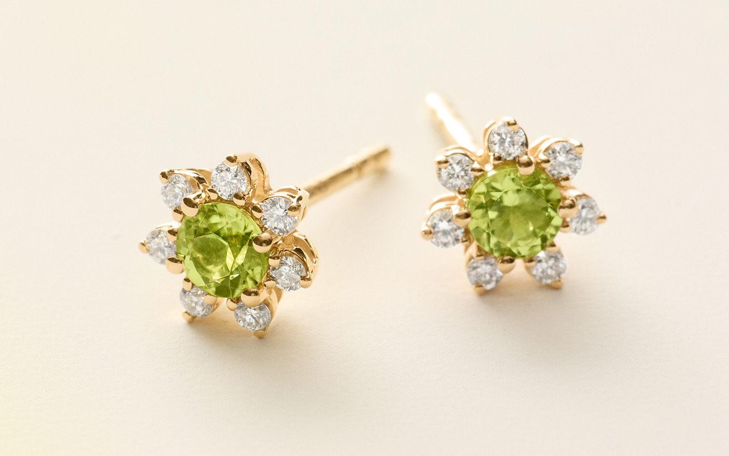 Flower shaped mixed gemstone stud earrings with August birthstones 