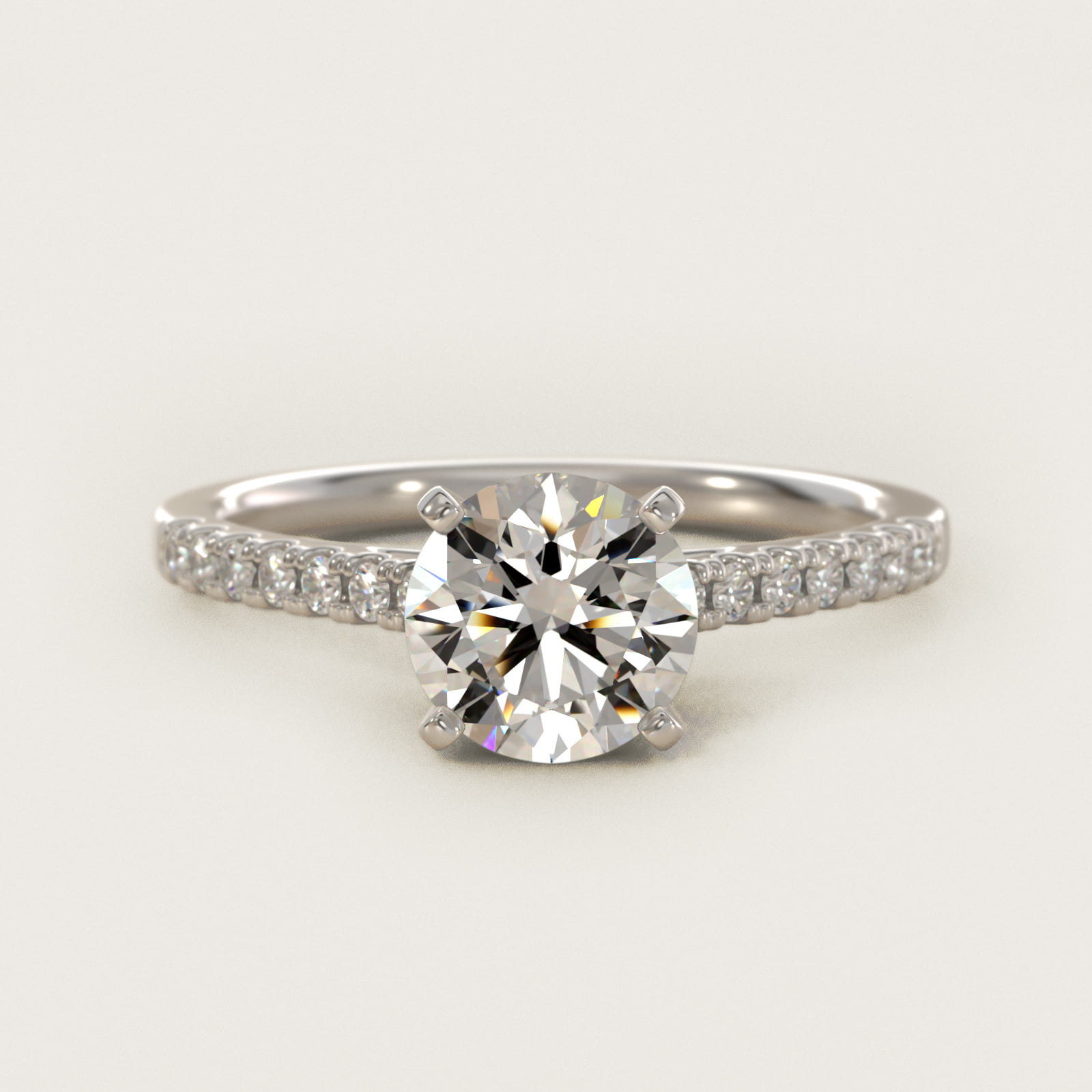Petite Cathedral Pavé Diamond Engagement Ring in Platinum (1/6 ct. tw.)