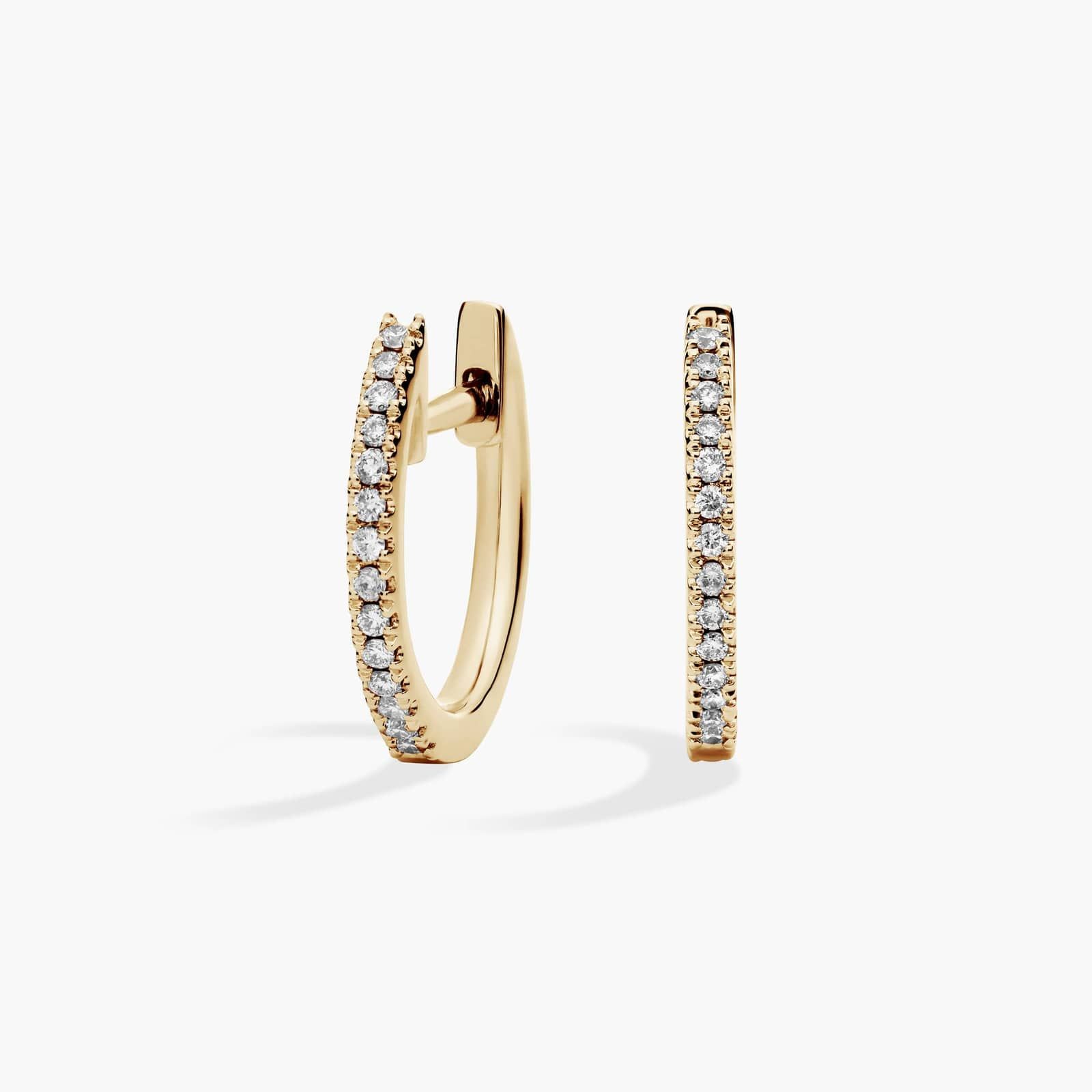 Petite Diamond Huggie Hoop Earrings in 14k Yellow Gold (1/10 ct. tw.)