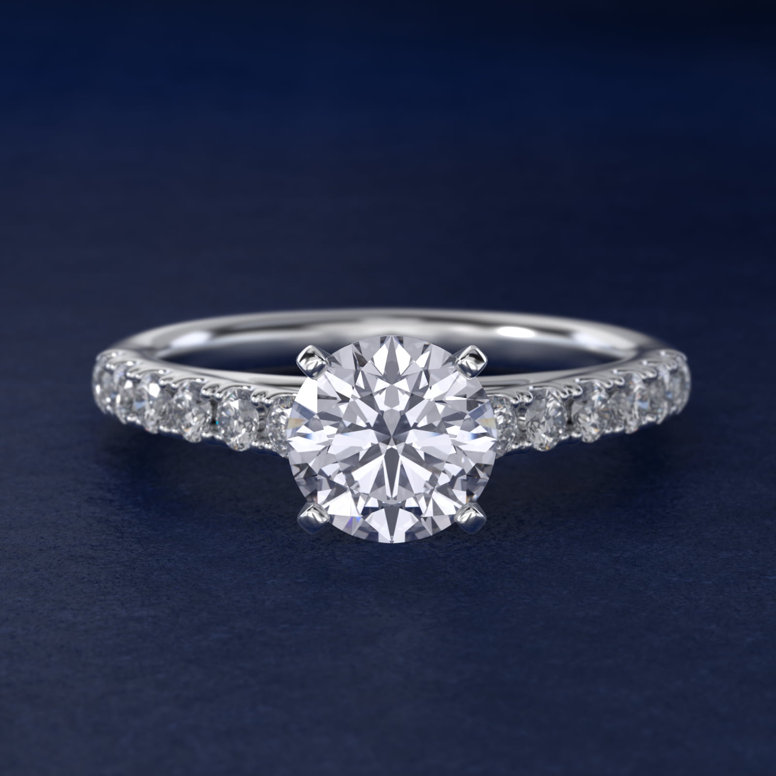 Riviera Cathedral Pavé Diamond Engagement Ring in Platinum (1/2 ct. tw.)