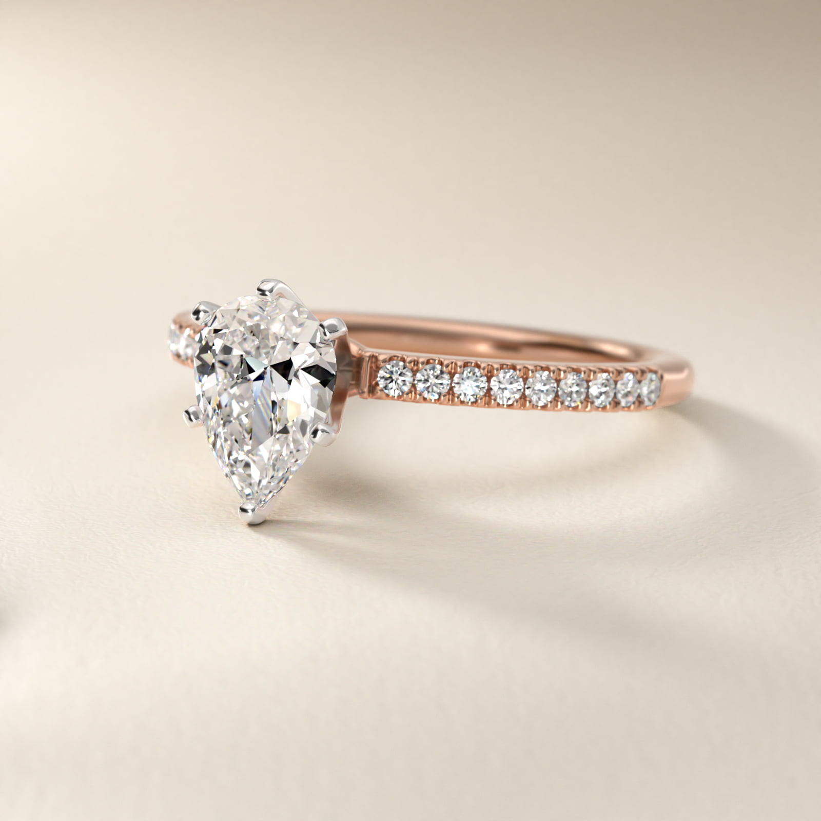 Riviera Pavé Diamond Engagement Ring in 14k Rose Gold (1/6 ct. tw.)