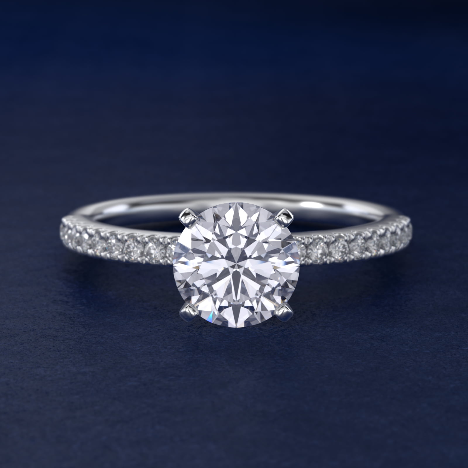 Riviera Pavé Diamond Engagement Ring in 14k White Gold