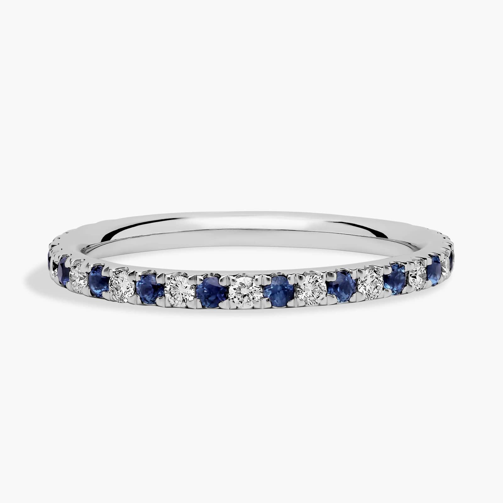 Riviera Pavé Sapphire and Diamond Eternity Ring in 14k White Gold