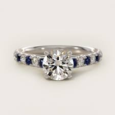 Riviera Pavé Sapphire and Diamond Engagement Ring in 14k White Gold