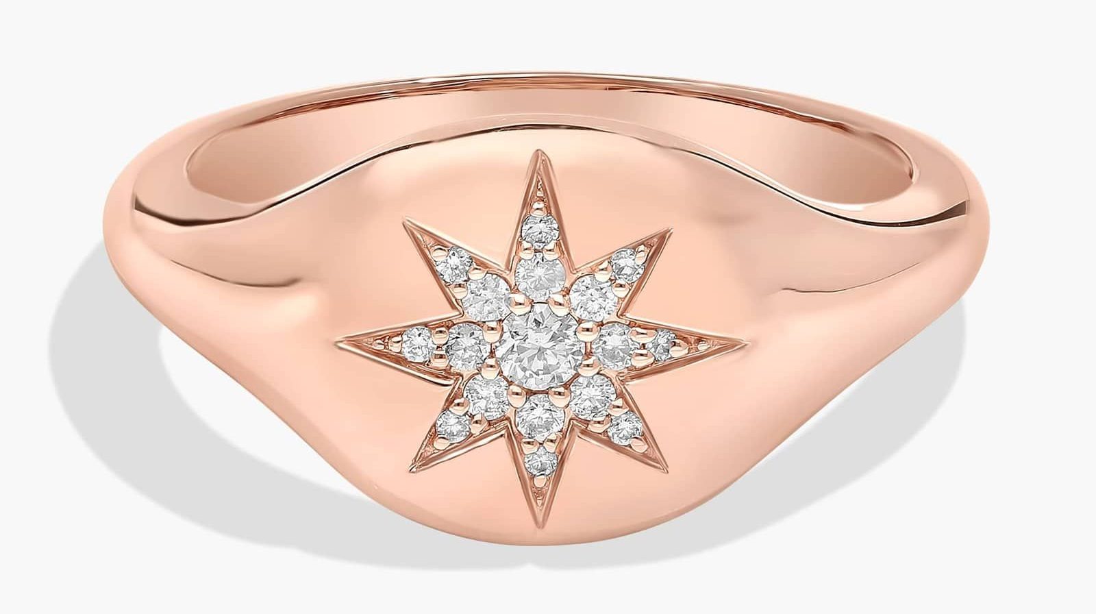 Rose gold and diamond signet ring