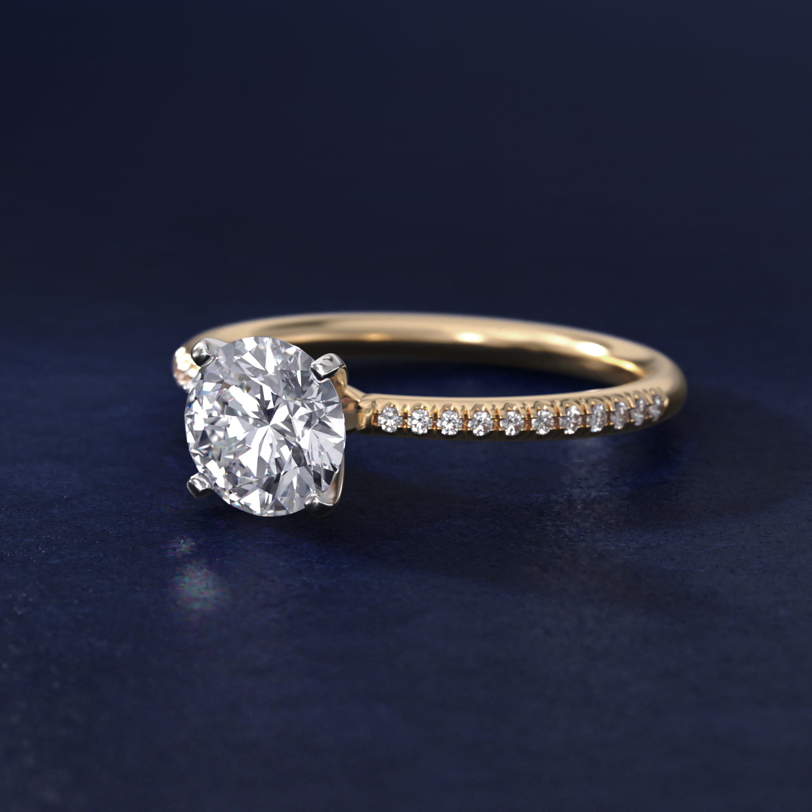 Round 1 CT Certified Lab-Grown Diamond Petite Micropavé Engagement Ring In 14k Yellow Gold