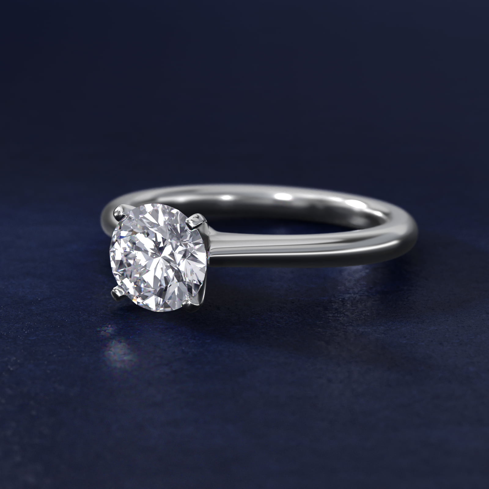 Round 1.5 CT Certified Diamond Petite Solitaire Engagement Ring In 14K White Gold