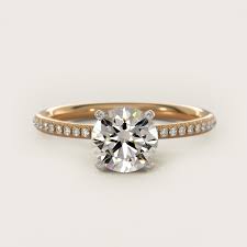 Round 1.5 CT Diamond Micropavé  Ring In 14K Yellow Gold