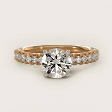 Round 2 CT Lab-Grown Diamond French Pavé Ring In 14K Yellow Gold